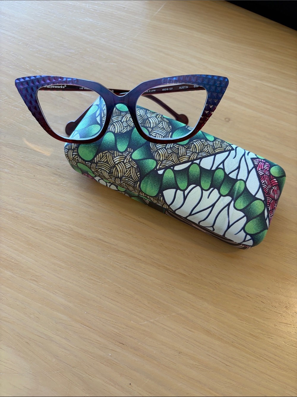 LA Eyeworks Purple Textured Cat-Eye Women’s Glasses